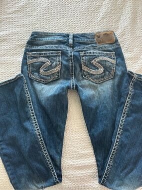 Y2K Womens low rise flare Embroidered Pocket Jeans